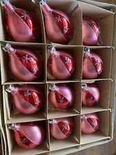 12 adornos navideños brillantes de mica rojo y rosa de colección vidrio mercurio Polonia segunda mano  Embacar hacia Argentina