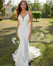 Lace Mermaid Wedding Dress Spaghetti Straps V-Neck Backless Appliques Sleeveless for sale  Shipping to South Africa