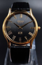 Seiko Slim Quartz BLACK FACE - 33MM Case Japanese Men's Wrist Watch for sale  Shipping to South Africa