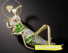 Broche Beauty Grass Crop 3CT redondo simulado esmeralda folheado a ouro amarelo 14K comprar usado  Enviando para Brazil