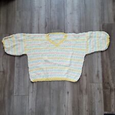 Vintage Anos 80 Croche Malha Amarelo Branco Rosa Listra Azul Manga de Balão Cropped G comprar usado  Enviando para Brazil