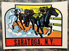 Calcomanía de agua de viaje original vintage SARATOGA Nueva York carreras de caballos NY segunda mano  Embacar hacia Argentina