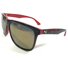 Óculos de sol Puma PU0085SK 003 armação quadrada preta vermelha com lentes espelhadas pretas comprar usado  Enviando para Brazil