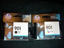 Lote de 2 cartuchos de tinta de color genuinos HP 901 negros + HP 901 segunda mano  Embacar hacia Argentina