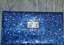 DESLUMBRANTE!!! Bolsa de mão feminina azul cintilante glitter envelope embreagem trava de giro  comprar usado  Enviando para Brazil