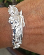 Pulsera esclava de san Judas plata 925 mx 17.6g 8" o 8.5"" 8mm/st jude., usado segunda mano  Embacar hacia Mexico