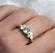 Anillo de topacio azul plata esterlina 925 para mujeres hecho a mano regalo hermosa joyería KA-146, usado segunda mano  Embacar hacia Argentina