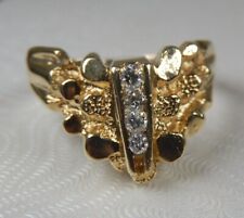 Vintage Estate 14K Solid Yellow Gold Men's Diamond Nugget Ring Size 13 for sale  Morgantown