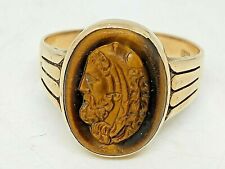 Used, MENS VINTAGE 14KT YELLOW GOLD CARVED CATS EYE RING SIZE 10~5 GRAMS for sale  Leominster
