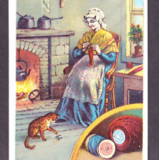 Knitting Antique Silk Victorian Glove Cat Granny Florence Sewing Thread Ad Card for sale  Shipping to South Africa