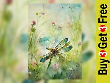 Dragonfly meadow watercolor for sale  PORTSMOUTH