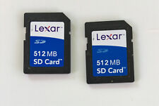Lote de 2 tarjetas de memoria flash digitales seguras Lexar 512 MB SD para cámaras antiguas GPS segunda mano  Embacar hacia Argentina