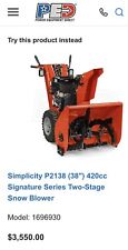 Snow blower simplicity for sale  Danbury