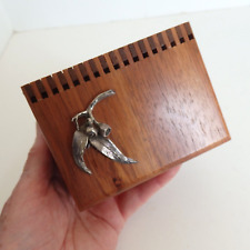 Caixa de madeira vintage com folhas de eucalipto dobradiça folheada cartões de visita etc. comprar usado  Enviando para Brazil
