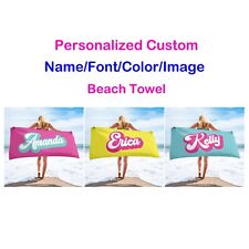 Toalha de praia personalizada nome/cor/fonte surf fitness natação presente de férias, usado comprar usado  Enviando para Brazil