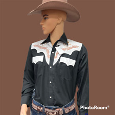 Camisa masculina cowboy faroeste bordada CAVALO rodeio bolsos de encaixe camisa vaquera comprar usado  Enviando para Brazil