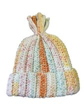 Chapéu bebê de crochê 6 a 9 meses com franja leve multicolorido feito à mão, usado comprar usado  Enviando para Brazil