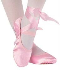 Ballet Shoes with ribbons Satin Ballet Dance shoes Split sole kids Adults Sizes for sale  Shipping to South Africa
