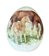 "Huevo decorativo de cerámica mamá y bebé caballo vintage 2,5" segunda mano  Embacar hacia Argentina