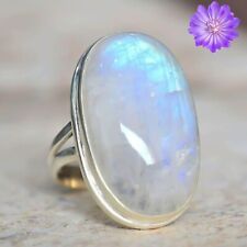 Rainbow Moonstone Gemstone 925 Sterling Silver Handmade Ring Jewelry in All Size, used for sale  Shipping to South Africa