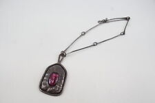 .900 Silver Necklace Mid-Century Modernist Glass Hammered (27g) for sale  Shipping to South Africa