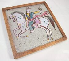 Framed Vintage Ceramic tile King on Horseback by Christina Sheppard Sgraffito for sale  Shipping to South Africa