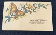 Vintage Trade Business Card Printer Stationary New Bedford MA Butterfly for sale  Shipping to South Africa