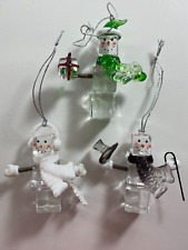 Lot of 3 Acrylic 3 in Ice Cube Snowman Christmas Ornaments for sale  Henderson