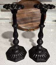 Vintage Antique 11" Cast Iron Metal Candle Holder. Set Of 2 3 Pounds Each, used for sale  Shipping to South Africa