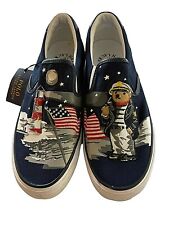 Zapatos de lona sin cordones Polo Ralph Lauren talla 8D oso bandera faro, usado segunda mano  Embacar hacia Argentina