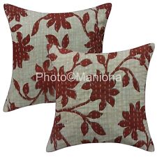 Almofada branca Kantha estampa folhosa feita à mão Índia conjunto de capa de sofá decoração, usado comprar usado  Enviando para Brazil