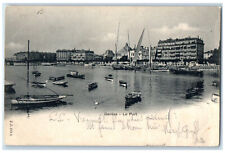 Cartão postal antigo publicado 1902 Genebra Le Port Suíça barco vela comprar usado  Enviando para Brazil