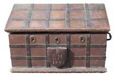 Caixa de ferro de carvalho antiga inglesa meados do século XVIII caixa forte caixa bíblica, baú C.1751 comprar usado  Enviando para Brazil