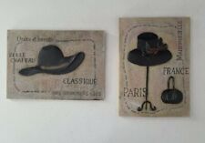 Telha decorativa pendurada na parede ~ Chapeau Paris França ~ 7 x 5" ~ Conjunto de 2 comprar usado  Enviando para Brazil