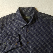 Camisa de algodón Zanella para hombre azul geométrica con botones frontales L/S Italia talla grande segunda mano  Embacar hacia Argentina