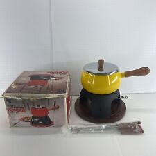 Vaso de fondue vintage 1975 conjunto completo com caixa 2 quartos esmalte amarelo porcelana comprar usado  Enviando para Brazil