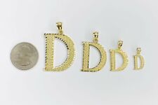 10K Solid Yellow Gold Diamond Cut Initial Letter A-Z Charm Pendant Necklace for sale  Shipping to South Africa