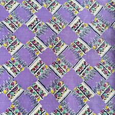Used, Vintage Flour Feed Sack Fabric Purple Geometric Floral 45x36" for sale  Shipping to South Africa