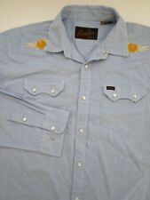 Camisa ocidental bordada masculina grande Howler Bros gaúcha flor azul pérola encaixe comprar usado  Enviando para Brazil