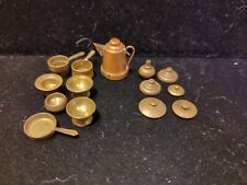 Vintage Lot Of 14 Miniature Brass Piece Cookware Kettle Pots Pan Lids for sale  Shipping to South Africa