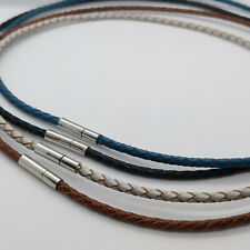 Real Braided Leather Cord 3mm Necklace Bayonet Clasp 16-24" UK for sale  Shipping to South Africa