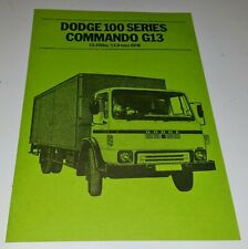 Dodge 100 Series Commando G13 Truck / Lorry UK Specs Leaflet 1980, used for sale  NEWCASTLE UPON TYNE