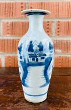 Antiguo jarrón de porcelana de exportación china paisaje azul y blanco siglo XVIII 17 cm segunda mano  Embacar hacia Argentina