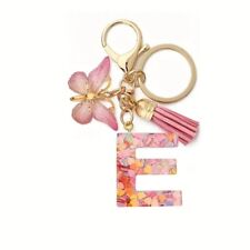Chaveiro pingente rosa borboleta letra inicial E resina chaveiro bolsa presente novo comprar usado  Enviando para Brazil