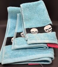Conjunto de toalhas de mão Betsey Johnson turquesa totalmente caveiras, usado comprar usado  Enviando para Brazil