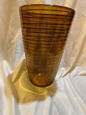 Correia 8.5" Threaded Art Glass Vase Amber and Black Signed 850 VC 1.00.6 Read, used for sale  Shipping to South Africa
