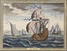 Frans Huys (1522 -1562) La Flotta Stampa XIX Caravelle Barche Marina Marino for sale  Shipping to South Africa