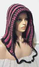crochet pixie Hood hat scoodie woman's handmade magenta madness black mix, used for sale  Shipping to South Africa