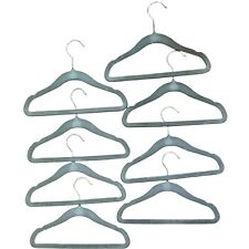 8 Huggable Hangers Child Size Gray Non-Slip Silver Metal Space Saving for sale  Morton