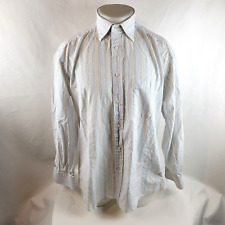 Camisa masculina Ermenegildo Zegna 16.5 42 branca listrada com botões vestido empresarial, usado comprar usado  Enviando para Brazil